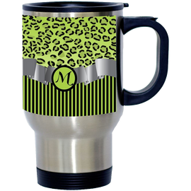 Letter M Initial Leopard Print and Stripes Monogrammed Design